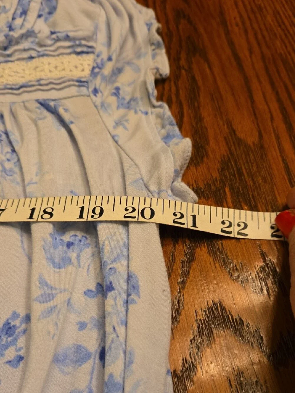 Eileen West Light Blue Floral Button-Front Nightgown Cozy Soft Feminine